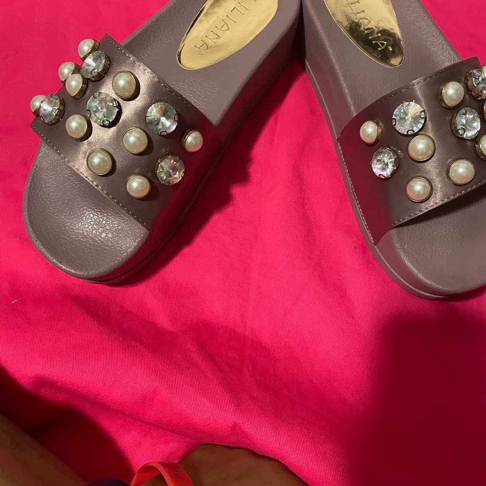 Liliana Gray Sandals with Studded Embellishments